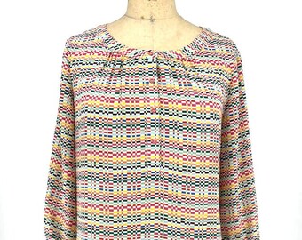 Banana Republic Multi Color 3/4 Sleeves Boat Neck Top Blouse Medium