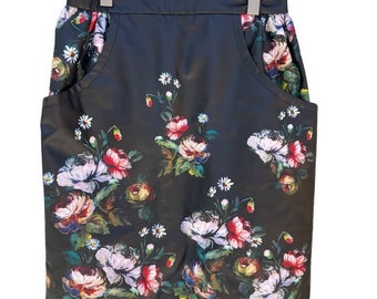 Progen Womens Black Floral Layering Pencil Skirt Size Medium