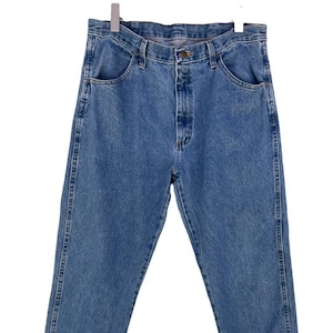 Rustler Men&#39;s Blue Jeans High Rise Straight Leg Denim 90s 36x30
