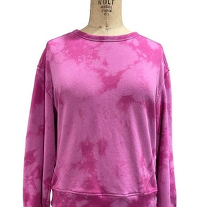 Members Mark Women&#39;s Sweatshirt Pink Tie Dye Crew Neck Long Sleeve M