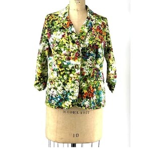 NY Collection Spring Floral Blazer Jacket Stretch Cotton XL