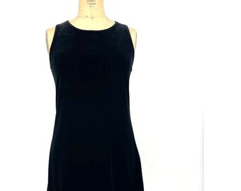 Jonathan Martin Vintage A-Line Mini Dress Black Velvet Sleeveless L