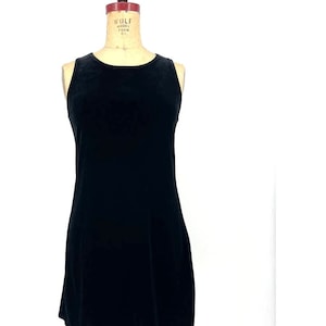 Jonathan Martin Vintage A-Line Mini Dress Black Velvet Sleeveless L