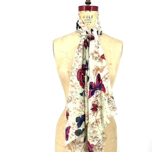 Vintage Y2K Multiway Butterfly Print Sequin Wrap Scarf Neutral OS