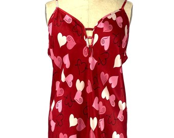 Vintage Morgan Taylor Intimates Red Heart Babydoll Nightie XL