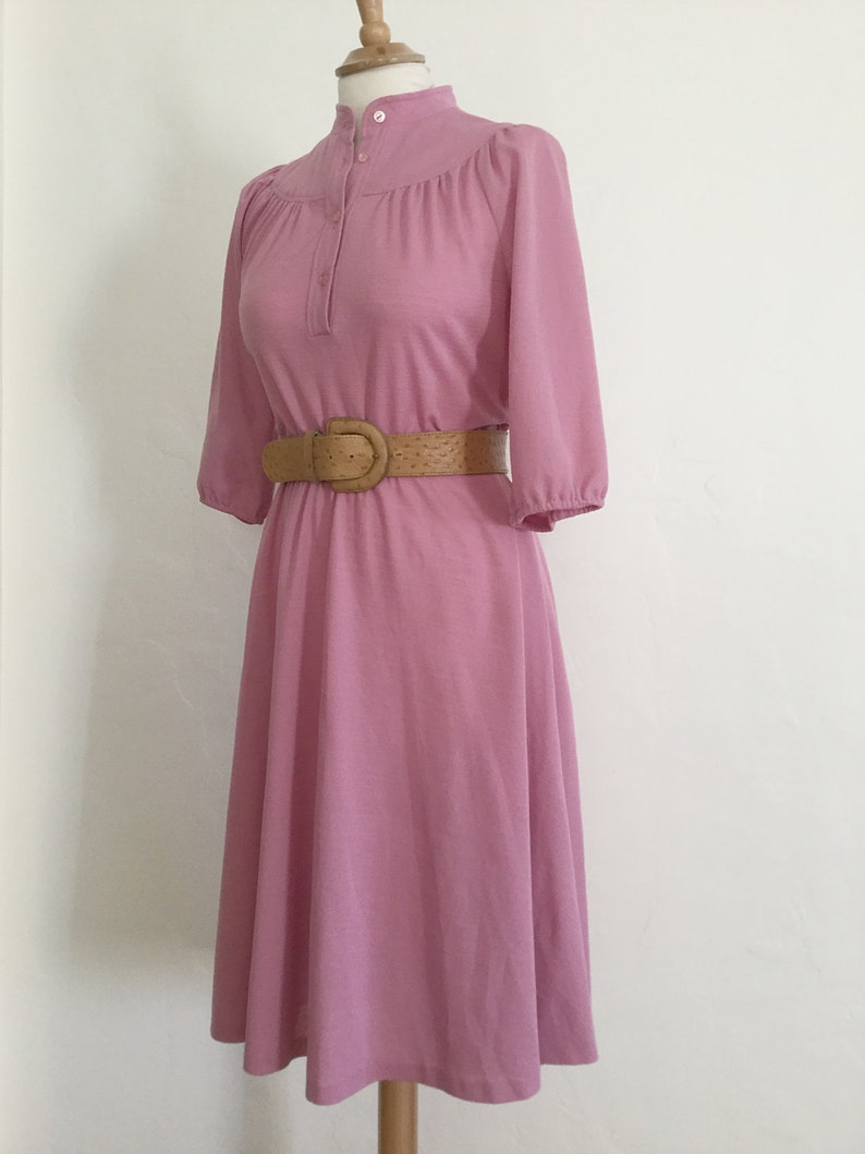 Vintage 70s Mauve Secretary Dress Day Dress Medium
