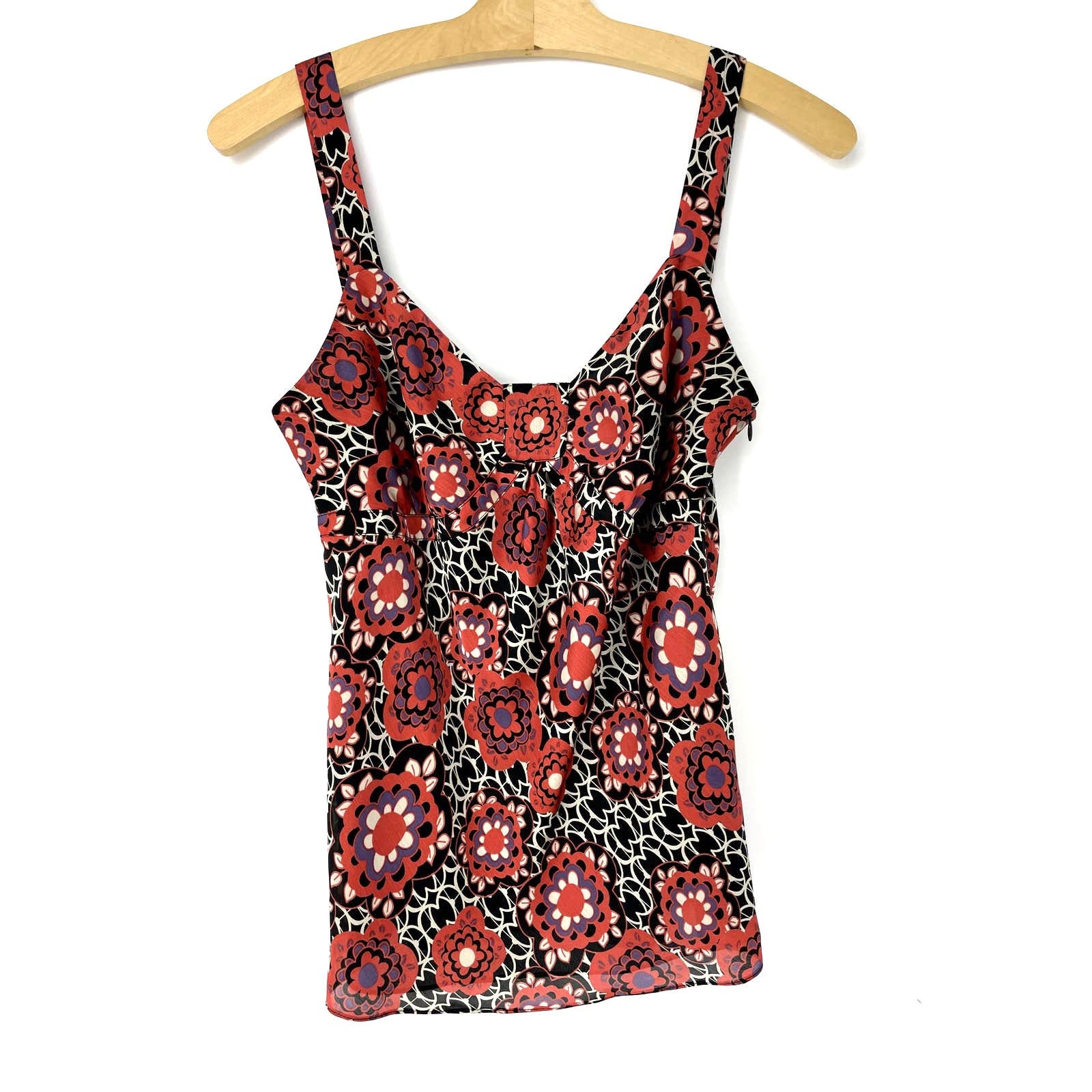 Vintage Y2K Ann Taylor LOFT Floral Black Floral Side Zip