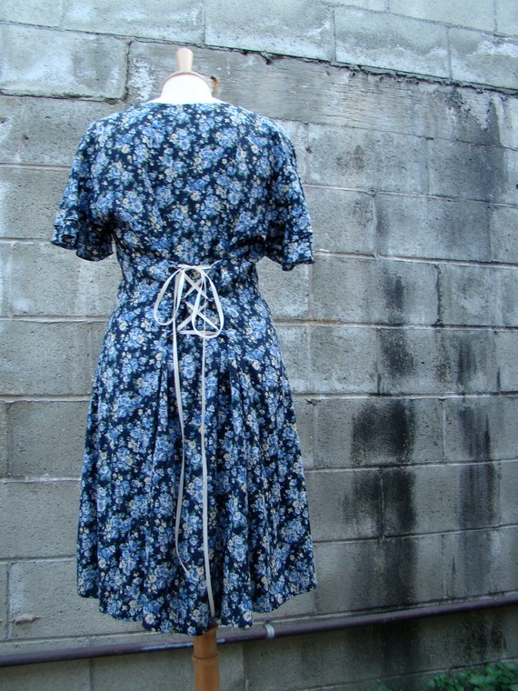 Vintage / 90s / Blue / Floral / Grunge / Mini Dress / SMALL