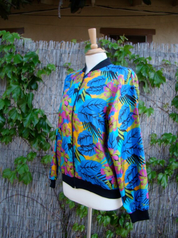 Vintage 80s / Bold Floral / Jacket / SMALL / MEDI… - image 4