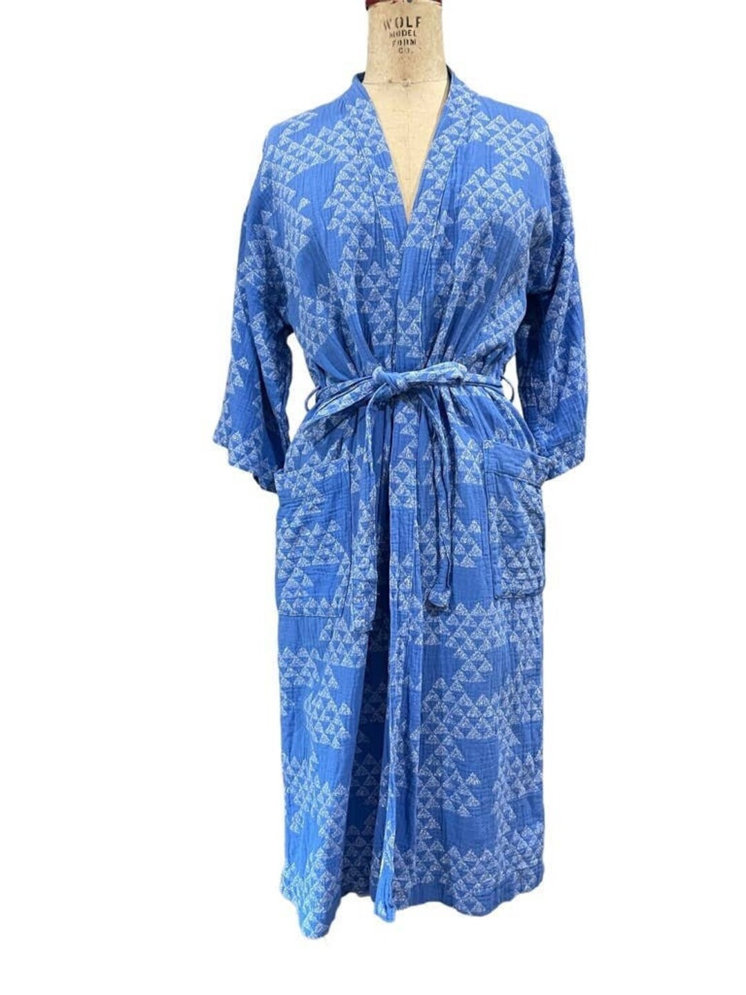 IKEA Kimono Bata TANKVARD Geométrico Azul Blanco Albornoz - Etsy
