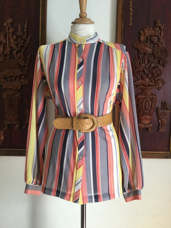 Vintage 80s / Cos Cob / Colorful Striped / Secret… - image 2