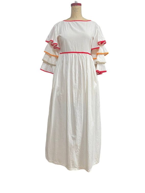 PATTI CAPPALLI Womens Maxi Dress White Ruffled Sle