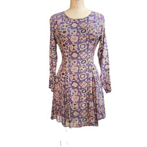 Guess by Georges Marciano Womens Dress Purple Geometric Round Neck Size M