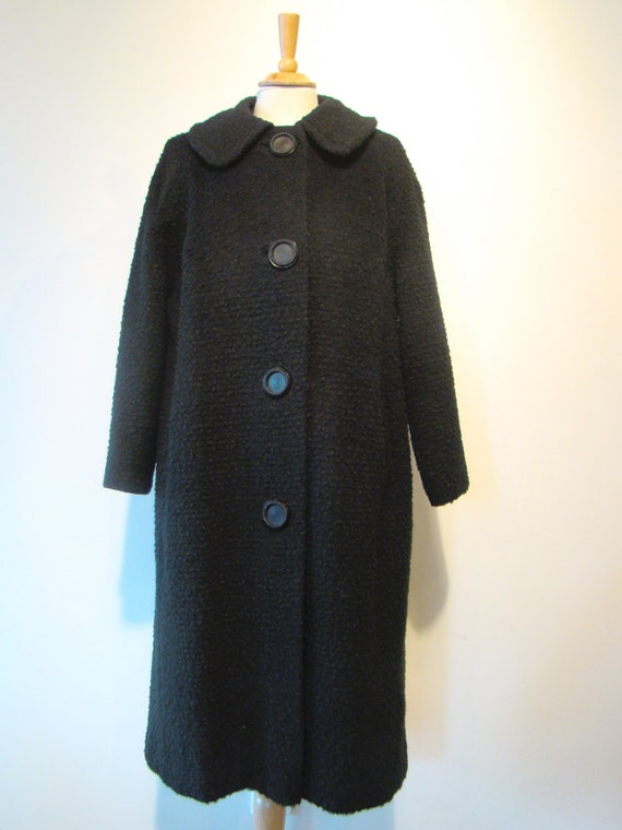 Vintage 50s / Black / Rockabilly / Union Made / Dress Coat / LARGE 