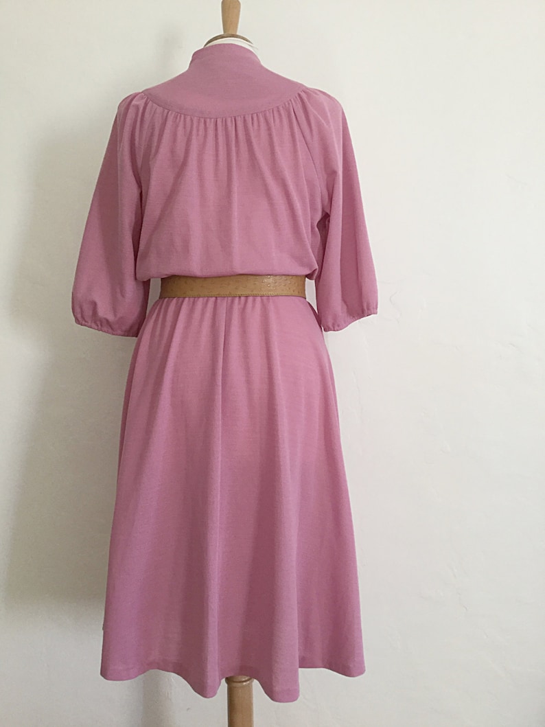 Vintage 70s Mauve Secretary Dress Day Dress Medium