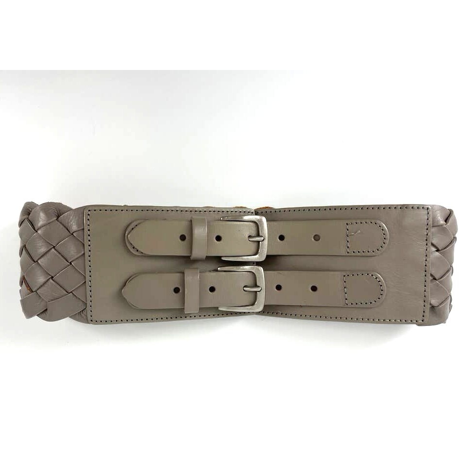 VTG Limited Gray Double Buckle Woven Wide Leather Belt India