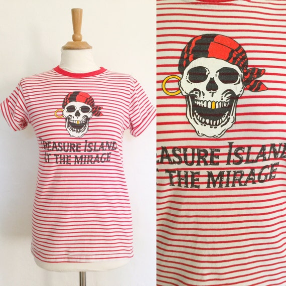 Vintage 90s / Red and White / Striped / Treasure … - image 1