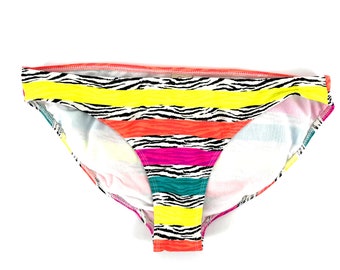 OP Florescent Striped Bikini Bottom Swimwear Large