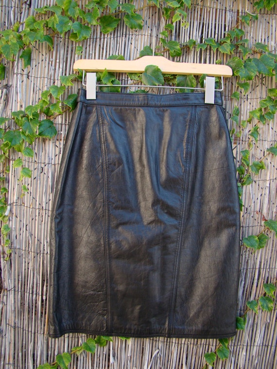 Vintage / 80s / Laurice / Black / Leather / Pencil