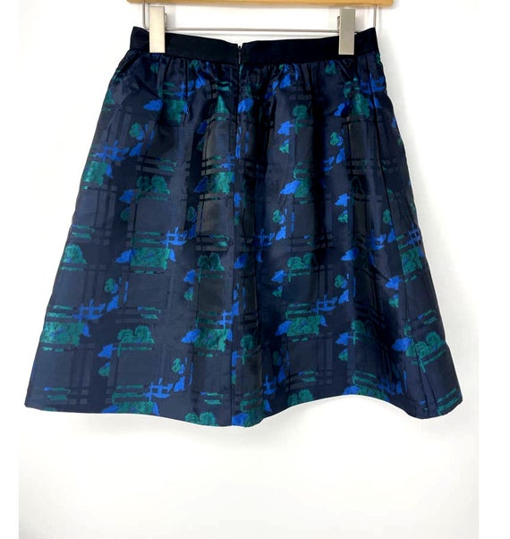 J. Crew Floral Plaid Jacquard Mini Party Aline Skirt Black Blue