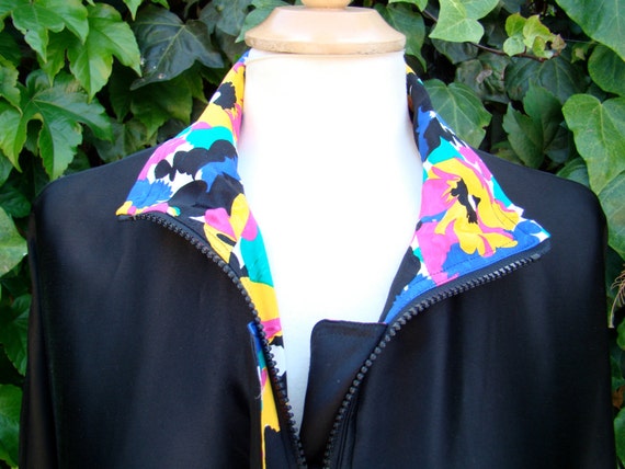 Vintage 80s / Satin / Bold / Floral / REVERSIBLE … - image 5