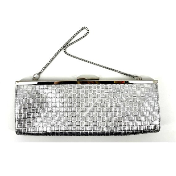 Vintage 90s Silver Woven Long Skinny Vegan Leather Chain