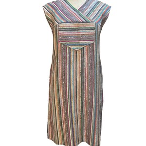 Country Set Womens Dress Multicolor Cap Sleeve Striped V-Neck Size 10