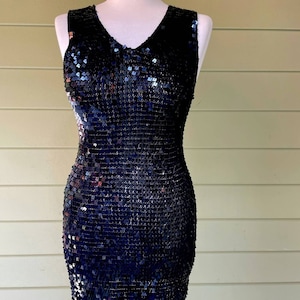 VTG Y2K Black Square Sequin Stretch Tank