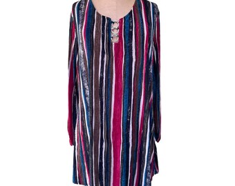 Vera Rose Women's Tunic Dress Top Striped Multicolor Plus 2X