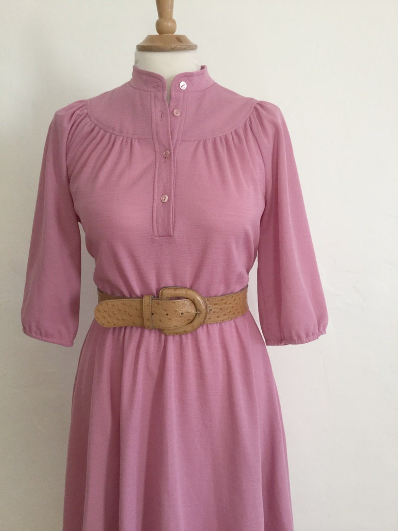 Vintage 70s Mauve Secretary Dress Day Dress Medium