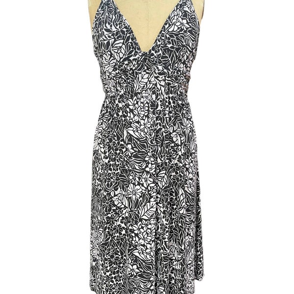 Daisy Fuentes Women's V Neck Floral Twisted Front Dress Sleeveless Black Size L