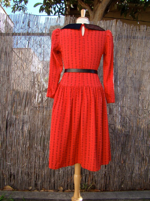 Vintage 70s / Red and Black / Drop Waist / Long S… - image 5