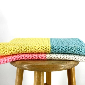 Vintage 80s Crochet Pastel Baby Afghan Blanket