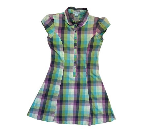 Robe Fille « Girls Rule » – Manches Courtes, Motifs Cœur Et écossais, Sequins – Taille 8 – Occasion Très Bon état