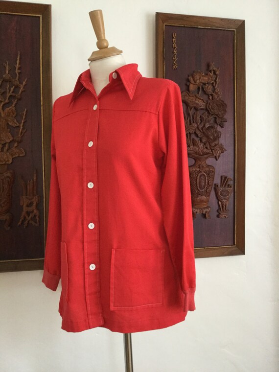 Vintage 70s Sears Red Button Down Shirt - image 4