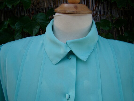 Vintage 80s / Mint Green / Puffed Sleeve / Accord… - image 2