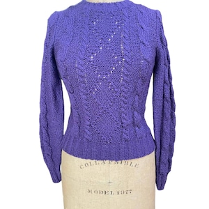 Vintage Marisa Christina Crewneck Pullover Zopfmuster Lila S