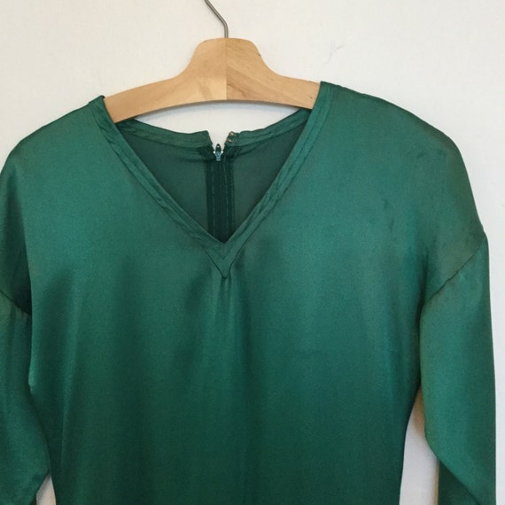 Vintage 70s / Green / Cream Lace / Long Sleeve / … - image 3