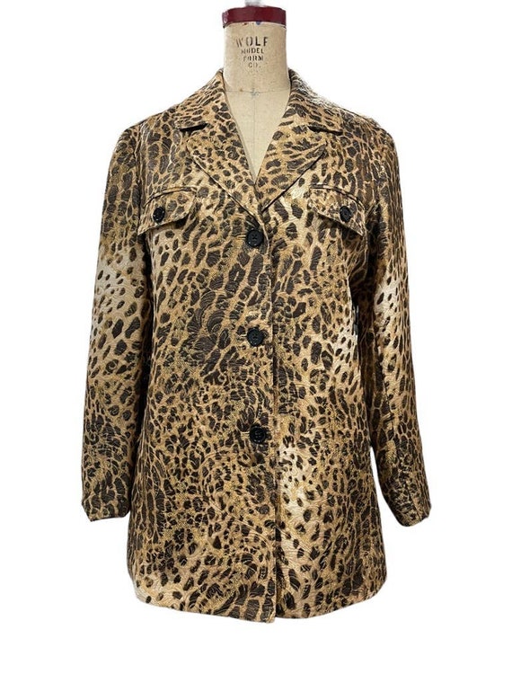 Chicos Womens Casual Jacket Coat Tan Leopard Jacqu