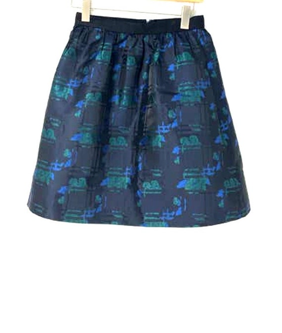 J. Crew Floral Plaid Jacquard Mini Party Aline Skirt Black Blue Size 0 Etsy