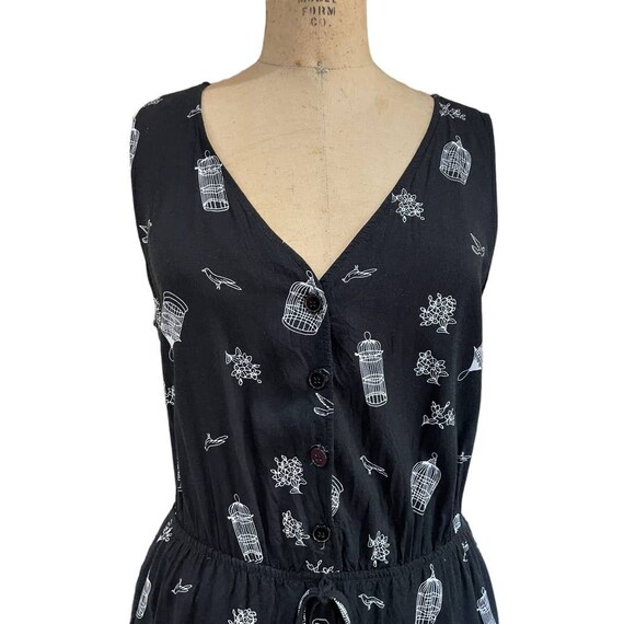 Mimi Chica A line Mini Dress Black Birdcage Print Sleeveless