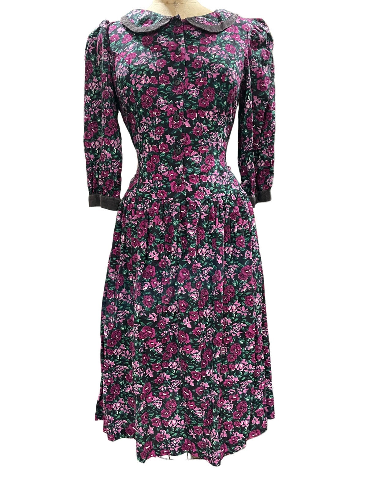 You Too Babes Vintage 80s Pink Floral Cottage Dress Size 11