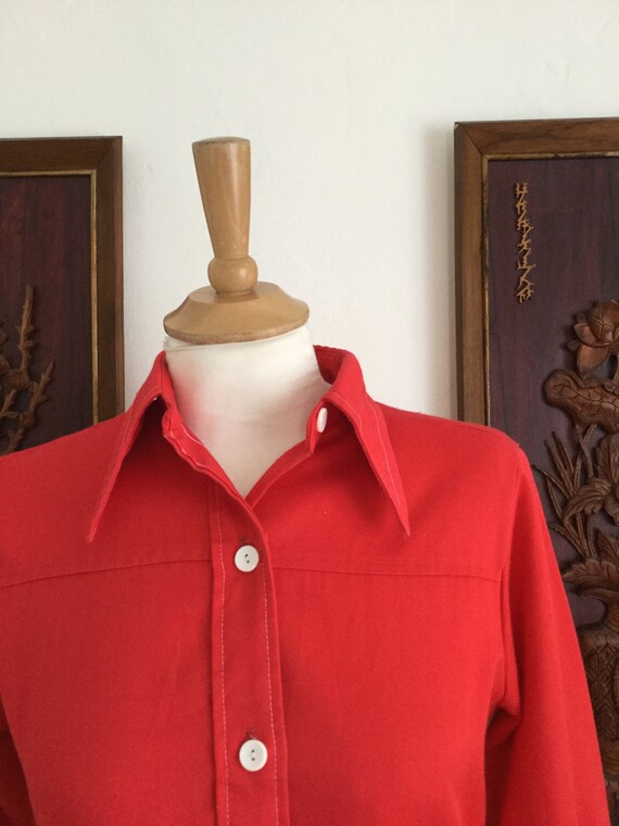Vintage 70s Sears Red Button Down Shirt - image 2