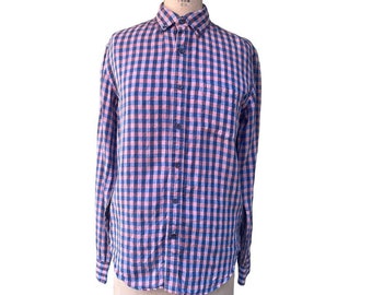 Banana Republic Camden Fit Lined Gingham Button Front Shirt Size Small