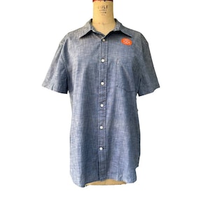 St. Johns Bay Men&#39;s Denim Chambray Button Front Short Sleeve Shirt L New