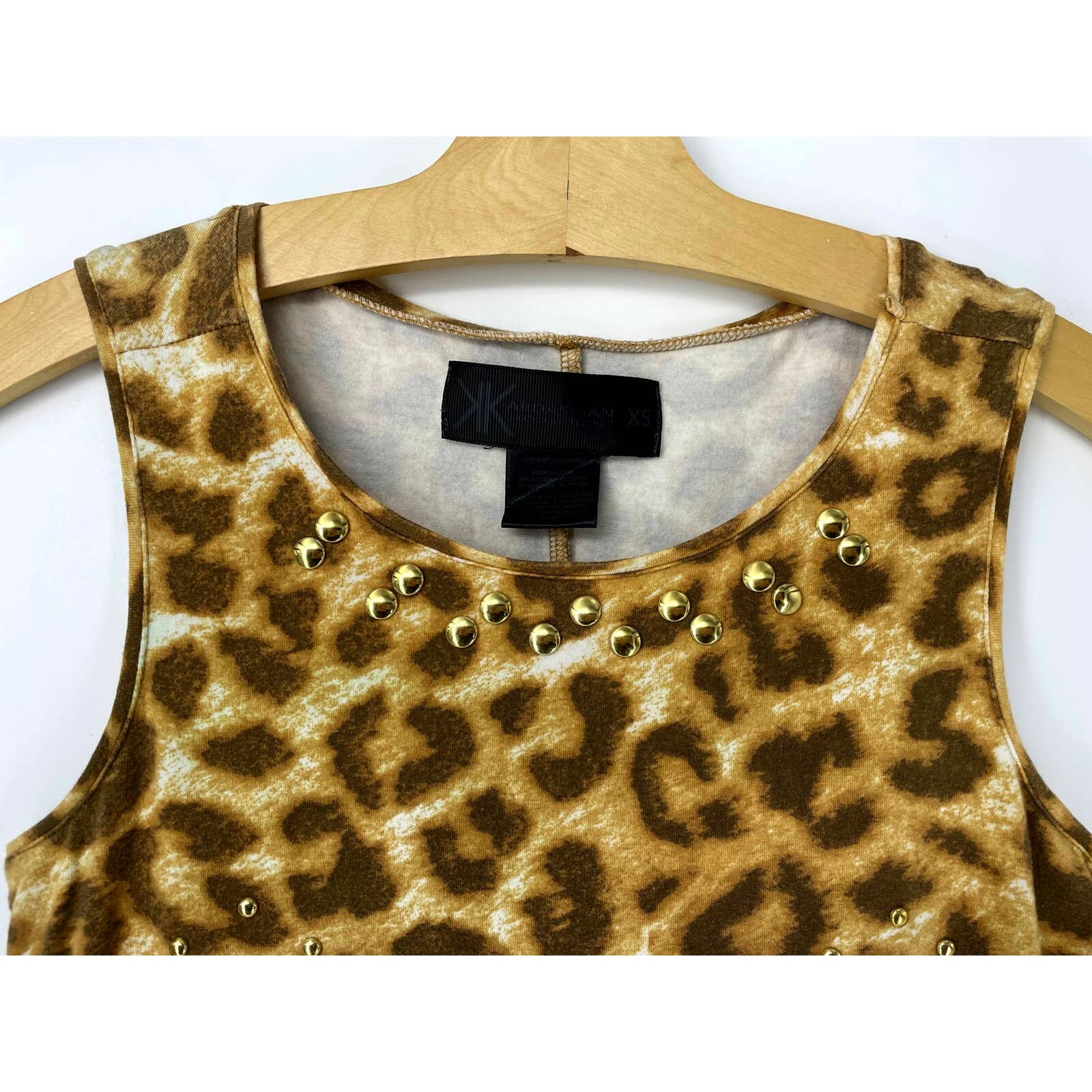 Women's Clothing Women's Tops & Shirts Kardashian Kollection Kardashian  Kollection Leopard Print Tie Neck Blouse Top Size XS Button Up Brown  