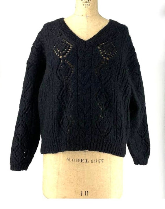 Forenza Vintage Black Wool Blend V-neck Knit Sweater Top Forenza Vintage Black Wool Blend V-neck Knit Sweater Top