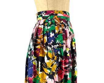 J Crew Abstract Print 100% Silk Pleated Skirt Size 00 - Etsy