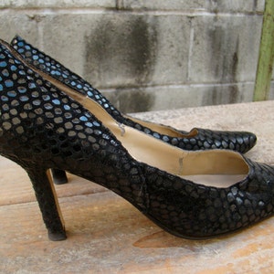 Vintage 80s Black Cocktail Heels Pumps 7.5 M image 2