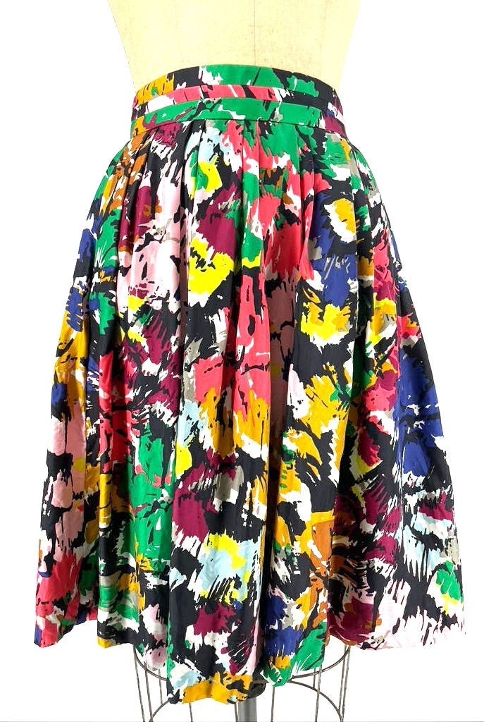 J Crew Abstract Print 100% Silk Pleated Skirt Size 00 - Etsy